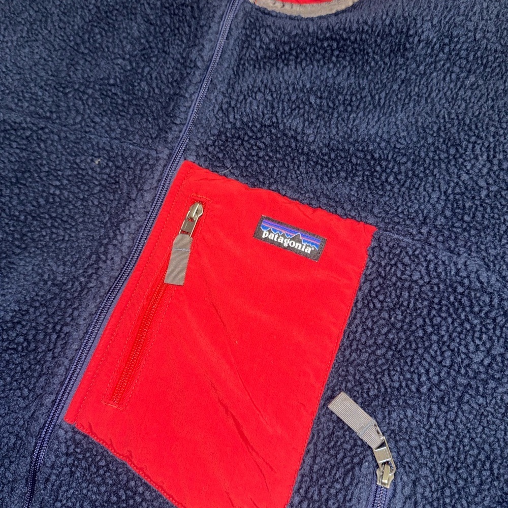 RARE PATAGONIA Men's Classic Retro-X® fleece navy & red zip up Jacket sz large - Picture 5 of 9